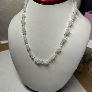 Sterling silver and rainbow moonstone necklace